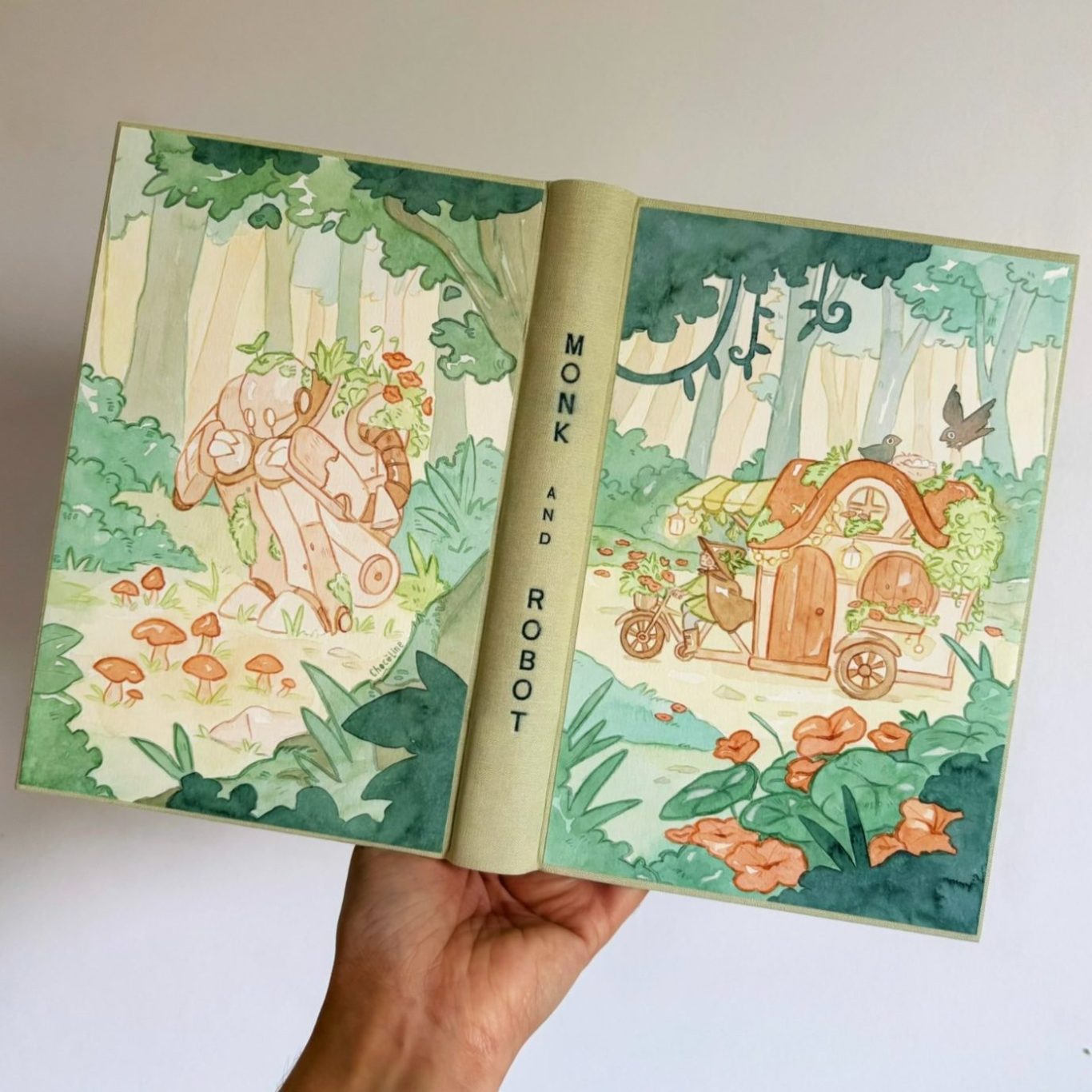 Reliure de création pleine toile avec dépose d'aquarelles Reliure d'art et de création